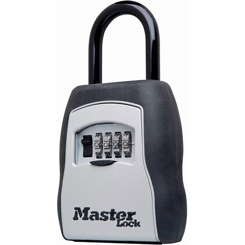 Portable Lock Box with Combination Lock and 5-Key Capacity - Black