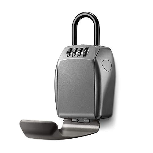 Heavy Duty Key Lock Box with Combination Lock - Portable Zinc Security Safe