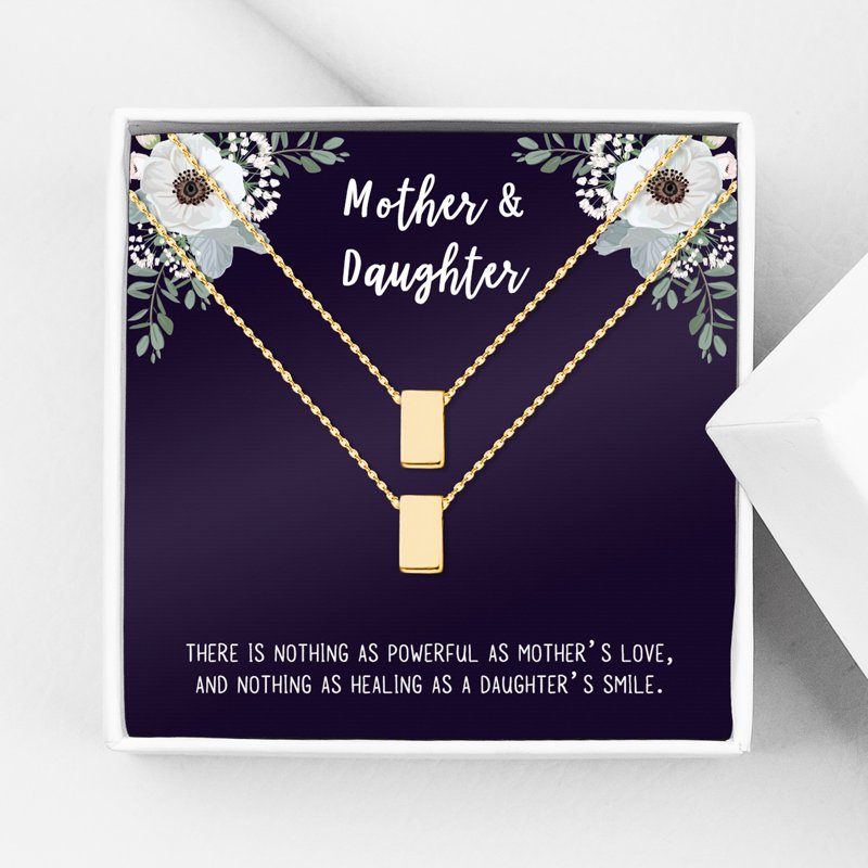 Matching Mom and Daughter Cube Necklace Set - Mother's Day Gift for Her, No Personalized Card