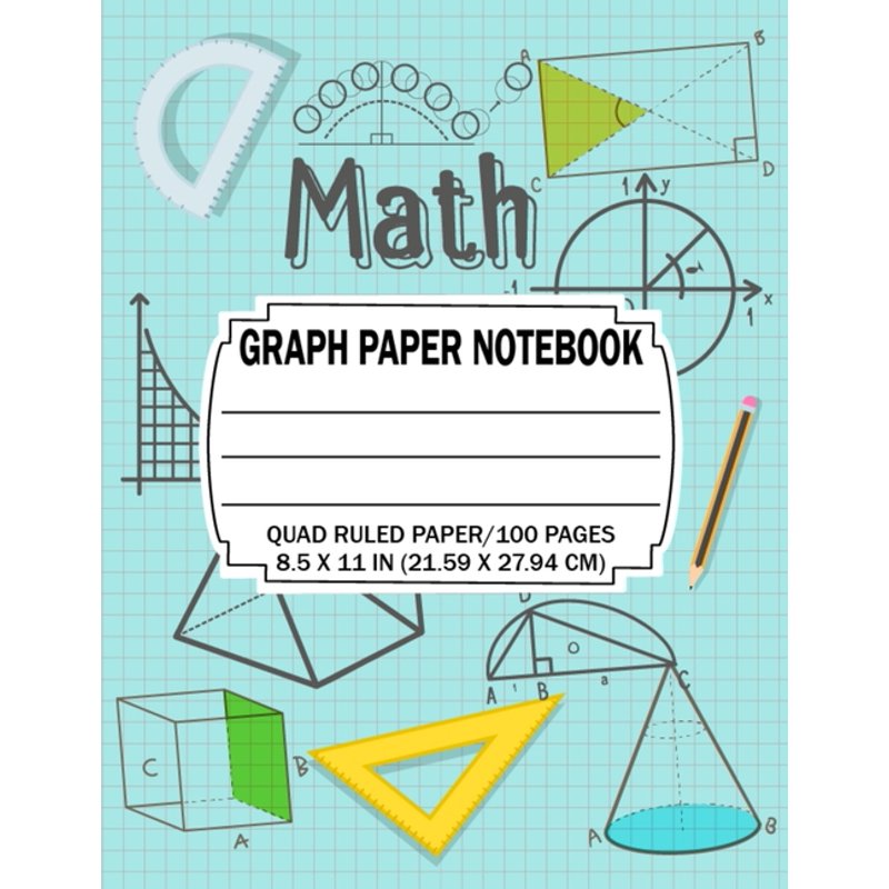 Math Graph Paper Notebook Quad Ruled 5 Squares Per Inch 8.5x11 Inch for Students
