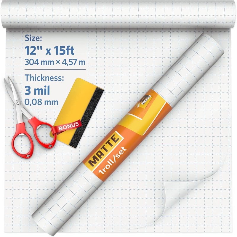 Self-Adhesive Laminating Roll 12x15ft Matte Clear Protective Film for Crafts
