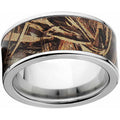 Men's Camouflage Stainless Steel Ring with Polished Edges and Comfort Fit