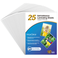 Self-Adhesive Laminating Pouches 4.5 x 6.5 Inches - Waterproof, 25 Pack