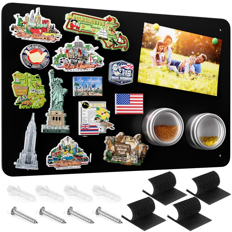 Magnetic Bulletin Board 17.5x11.4 Inch Wall Organizer with Dual Lock Tape and Screws