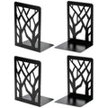 Heavy Duty Metal Book Ends Tree Design Set - Black, Modern Shelf Organizer
