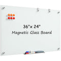 Magnetic Glass Whiteboard 36x24 Inch Frameless Dry Erase Board Office Home