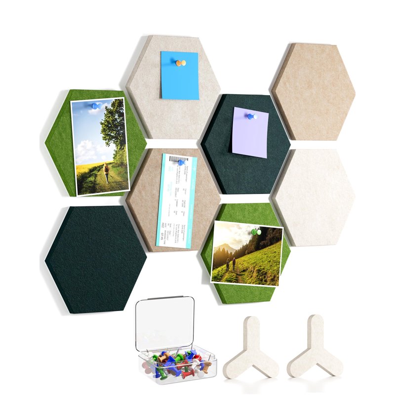 Hexagon Felt Cork Board Tiles Set - Self-Adhesive Wall Decor for Office & Home