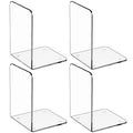 Clear Acrylic Bookends for Shelves - Stylish Book Stoppers, Non-Skid, 2 Pairs