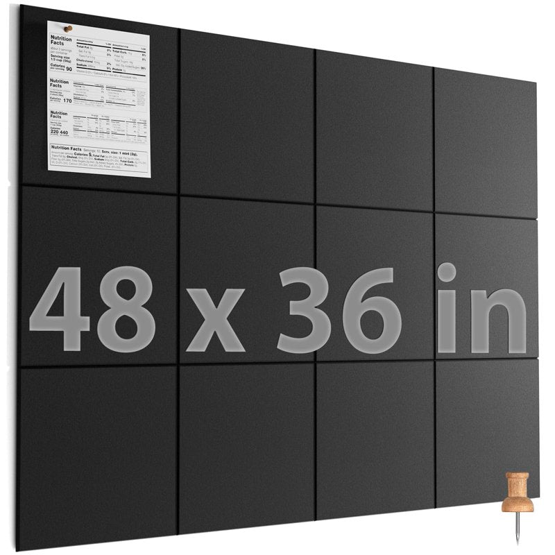 Large Cork Wall Tiles 12-Pack – Felt Bulletin Boards for Office & Home Decor
