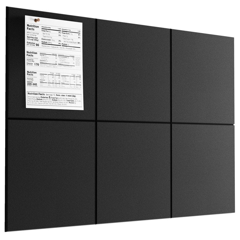 Large Cork & Felt Bulletin Board for Wall 36x24 Inches - Black Pack of 6