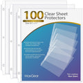 Non-Glare Sheet Protectors 8.5x11 Inch Clear for 3-Ring Binders, 100 Pack