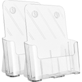 Acrylic Brochure Holders 2-Pack - Wall-Mountable Literature Display Racks