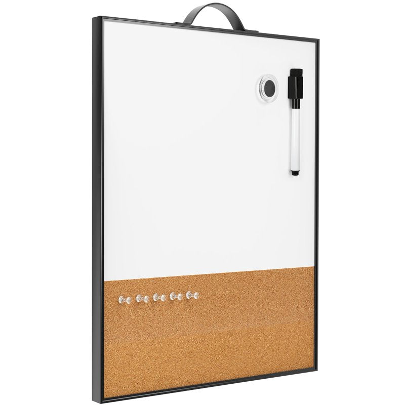 16x12 Inch Dry Erase Whiteboard & Corkboard Combo - Portable Magnetic Planning Board