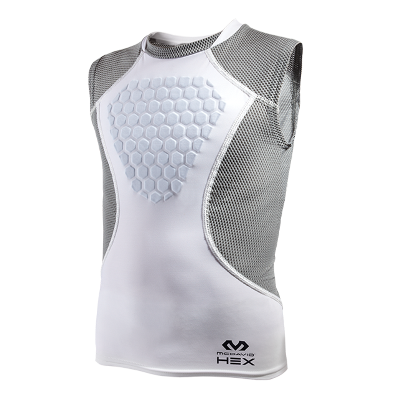 Hex Sternum Shirt for Impact Protection - Youth XS White Grey