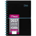 Mead 2026-2027 Small Weekly Monthly Planner with Blue Bungee Black