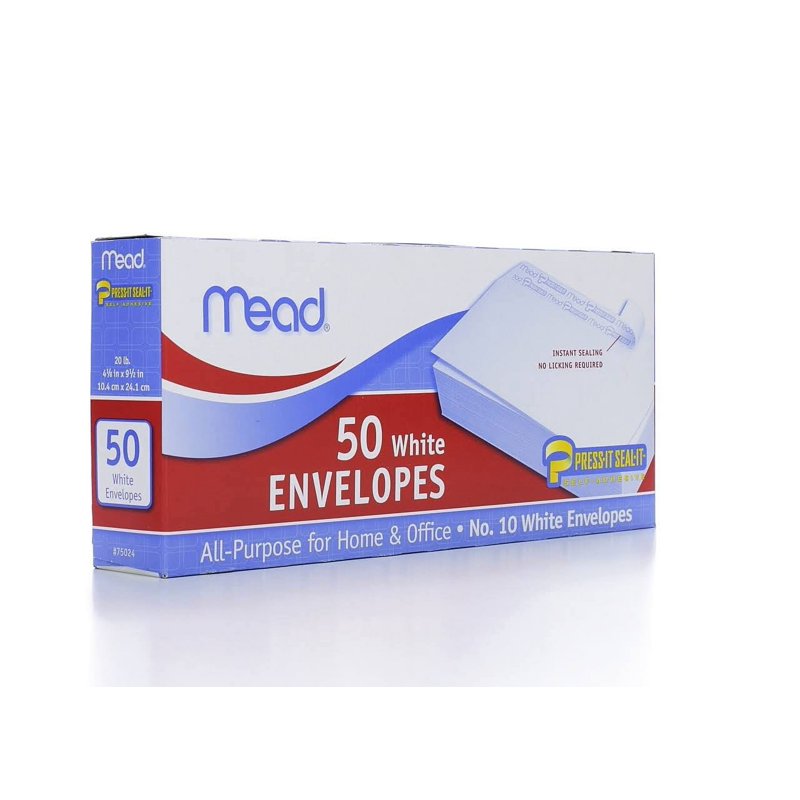 Self-Seal Business #10 Envelopes 50 Pack - White Office Mailing Supplies