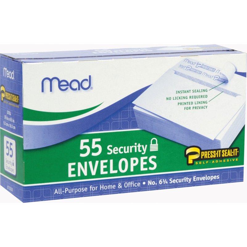 Self-Adhesive Security Envelopes 3 5/8 x 6 1/2 Inch White Pack of 55