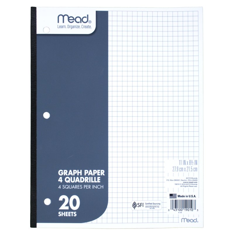 Graph Ruled Paper Tablet 20 Sheets 11 x 8.5 Inch for Drawing & Plotting