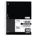 Spiral Notebook with Graph Ruling - 1 Subject, 100 Sheets, 10.5 x 7.5 inches, Black