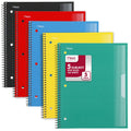 5-Subject Wide Ruled Spiral Notebook with Plastic Cover 8 x 10 - Pack of 12