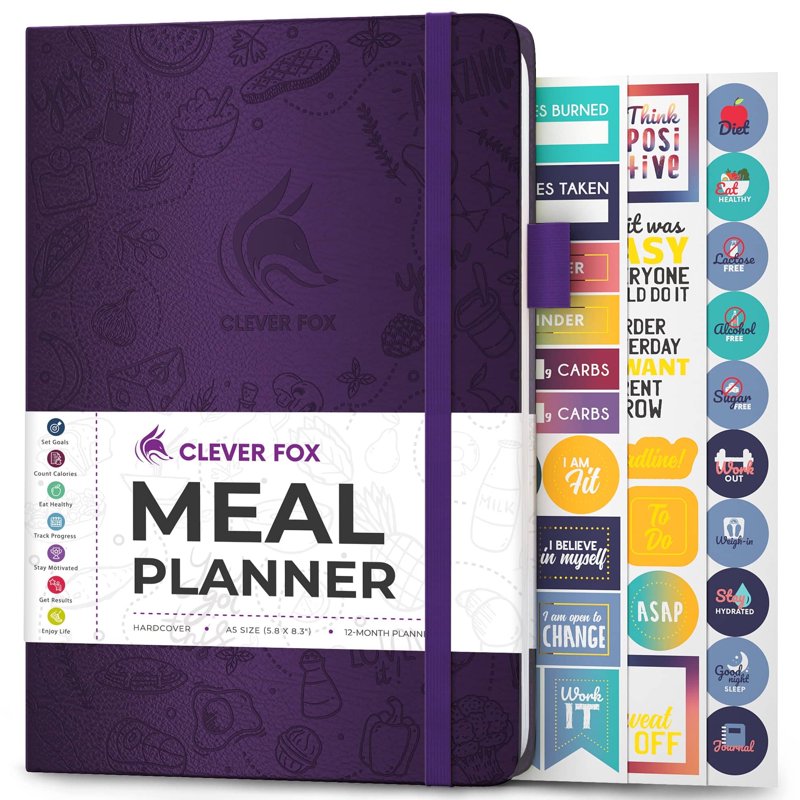 Weekly Meal Planner Journal with Grocery Lists & Trackers - Undated, 1 Year