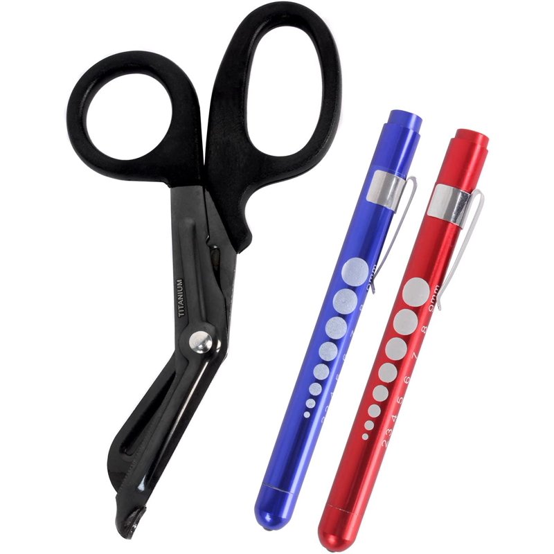 7.25-Inch Titanium Bonded Bandage Shears with LED Pen Light - 2-Pack (Blue & Red) Variation of THIS listing