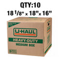 11-Piece Heavy-Duty Double Wall Moving & Shipping Boxes - 18-1/8 x 18 x 16 Inches