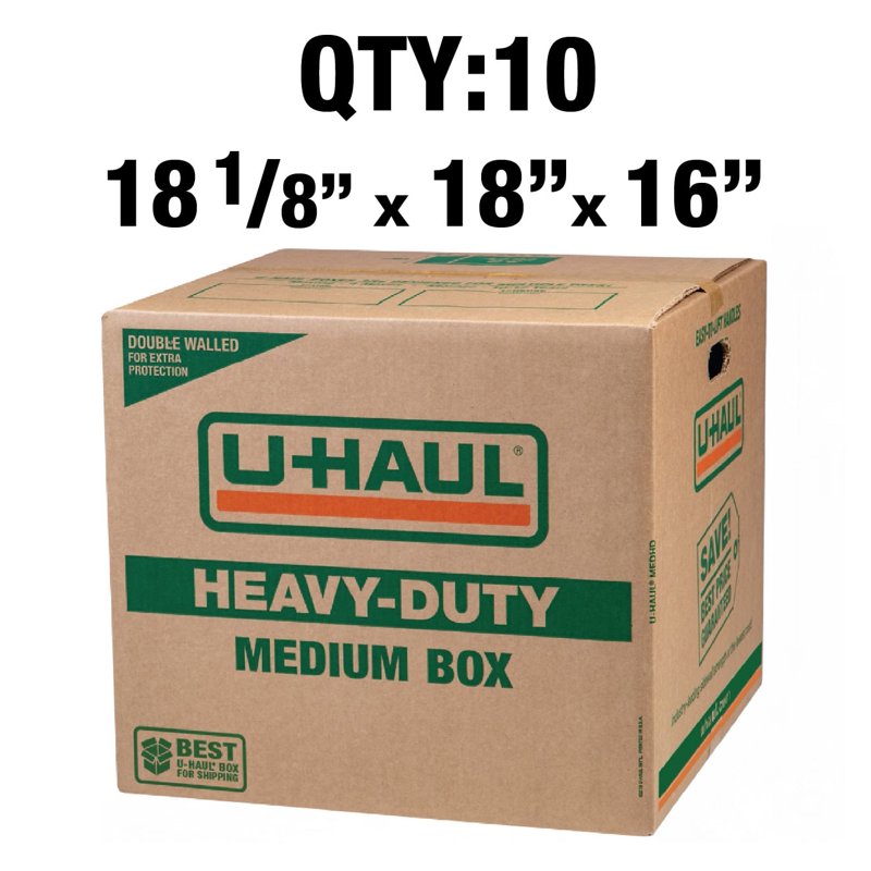11-Piece Heavy-Duty Double Wall Moving & Shipping Boxes - 18-1/8 x 18 x 16 Inches
