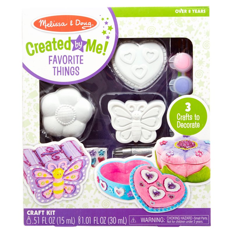 Kids Craft Kit Set with Treasure Boxes, Butterfly Bank & Art Supplies