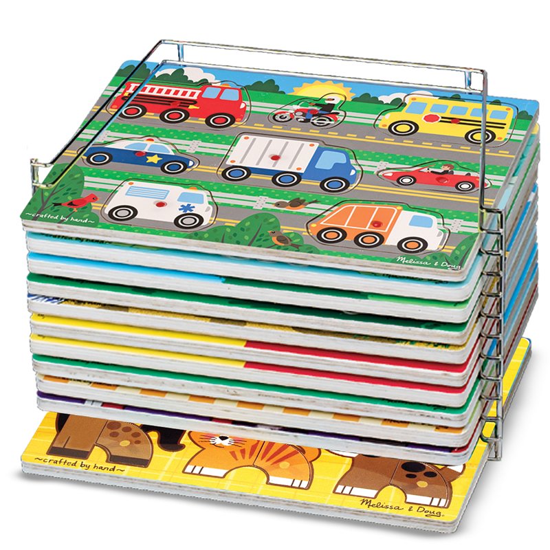 Puzzle Storage Rack for Up to 12 Puzzles - Wire Organizer for Kids & Kids Rooms