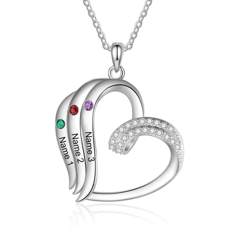 Personalized Brass Family Necklace with Birthstones for Women - Mother Gift
