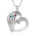 Personalized Brass Family Necklace with Birthstones for Women - Mother Gift