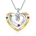 Personalized Family Necklace with Birthstones - Rhodium Plated Brass for Women