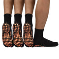 Men Non Slip Grip Socks 3 Pairs Anti-Skid Socks for Yoga Pilates Exercise Black/Black/Black (7-10) - Non Slip Grips