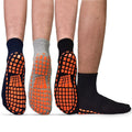 Men Non-Slip Grips Socks 3 Pairs - Anti-Skid Yoga Pilates Slipper Socks, 7-10/10-13/13-15, Black Gray Navy (02 Variation)