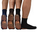 Men Non-Slip Socks 3 Pairs Anti-Skid Grips for Yoga Pilates Gym Shoes 04 Black+Coffee+Navy Blue