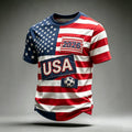 Men USA Soccer Jersey Shirt with American Flag Graphic Short Sleeve Tee Red M