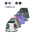 Men's 5 Pack Casual Graphic Athletic Shorts - Quick Dry Mesh, Elastic Waist, Multi-Print Streetwear & Beach Shorts