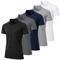 Men's 5-Pack Short Sleeve Pique Golf Polo Shirts - Modern Fit, Breathable Cotton-Poly Blend