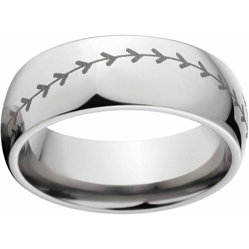 Men's 8mm Titanium Baseball Ring - Hypoallergenic Comfort Fit Band