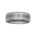 Men's Tungsten Beveled Satin Center Ring Wedding Band