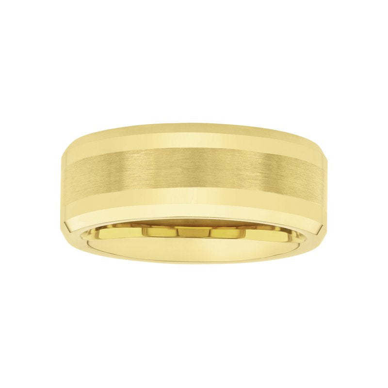 Men's Tungsten Beveled Satin Center Ring Wedding Band