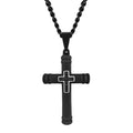 Men's Black Diamond Accent Cross Pendant Necklace 24-Inch Stainless Steel