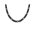 Men's Black Steel Figaro Link Chain 24 Inch - Large Bold Men’s Necklace