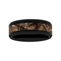 Men's Tungsten Wedding Band with Brown Camo Center - 8MM Black Ion Plated