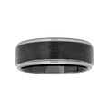 Men's Black Tungsten Wedding Band 8mm Step Edge Two-Tone Finish Comfort Fit