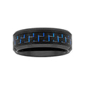 Men's Black and Blue Carbon Fiber Inlaid Tungsten Wedding Band - Modern Men's Ring