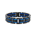 Men's Black and Blue Stainless Steel Link Bracelet - Durable Jewelry