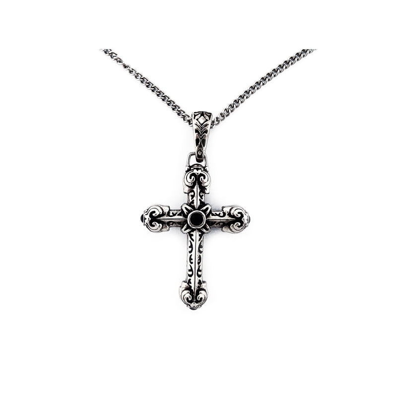 Men's Celtic Cross Stainless Steel Pendant 24 Inch Chain Gothic Jewelry