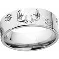 Men's Deer Track and Rack Stainless Steel Wedding Band - Durable Comfort Fit